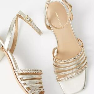 Gold Ann Taylor Block Heel Sandal - Never Worn!